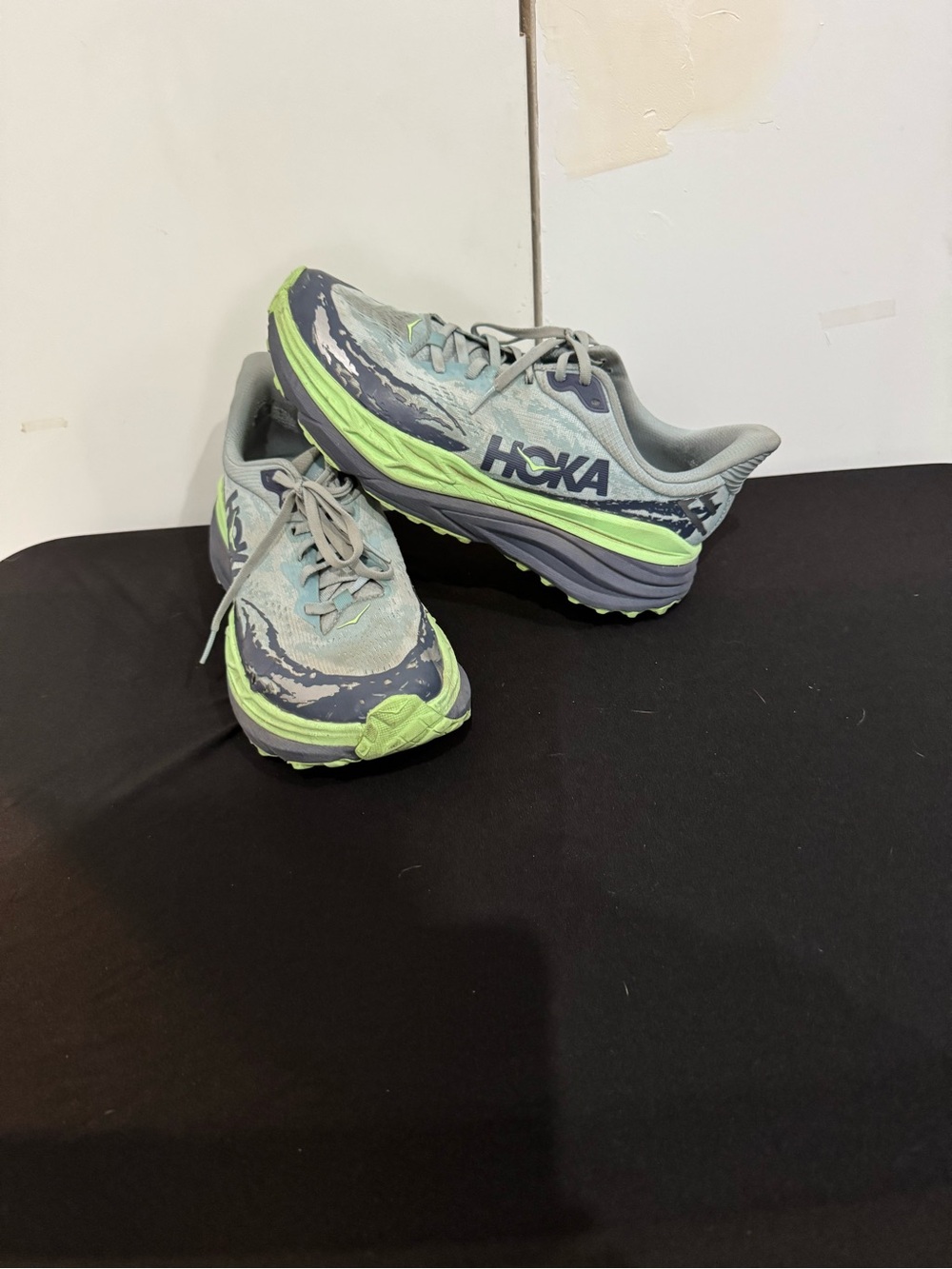 Hoka Mens running Shoes Gray and Mint 10.5